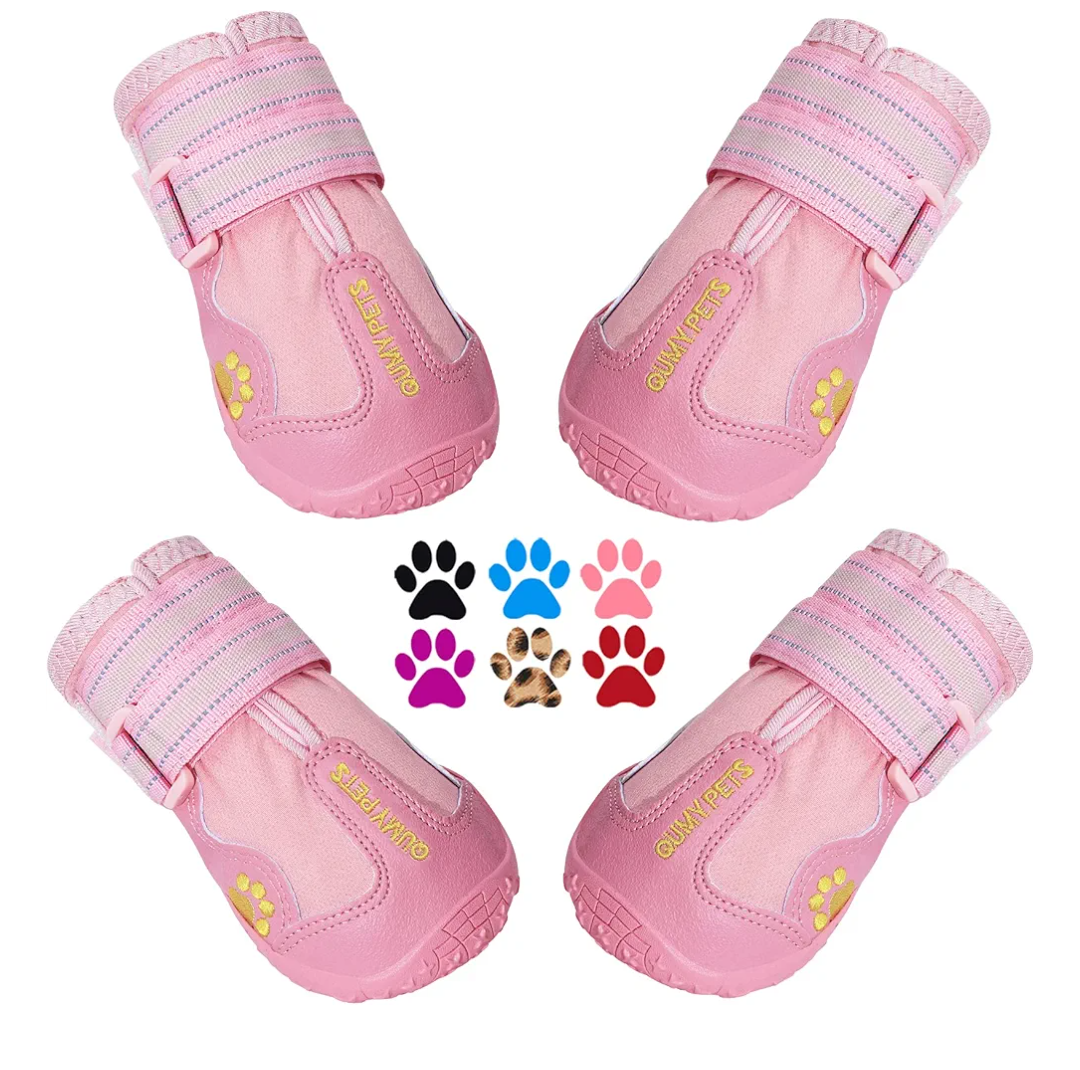 QUMY Dog Shoes for Large Dogs, Medium Dog Boots & Paw Protectors for Winter Snowy Day, Summer Hot Pavement, Water-Resistant in Rainy Weather, Outdoor Walking, Indoor Hardfloors Skid-Resistant Sole