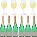 Miniature Champagne Wine Glass and Bottle for 1:12 Dollhouse Decor, Cake Topper Ornament, Mini Alcohol Liquor Beer Small Can Cocktail Simulation Accessories for Adult (20)
