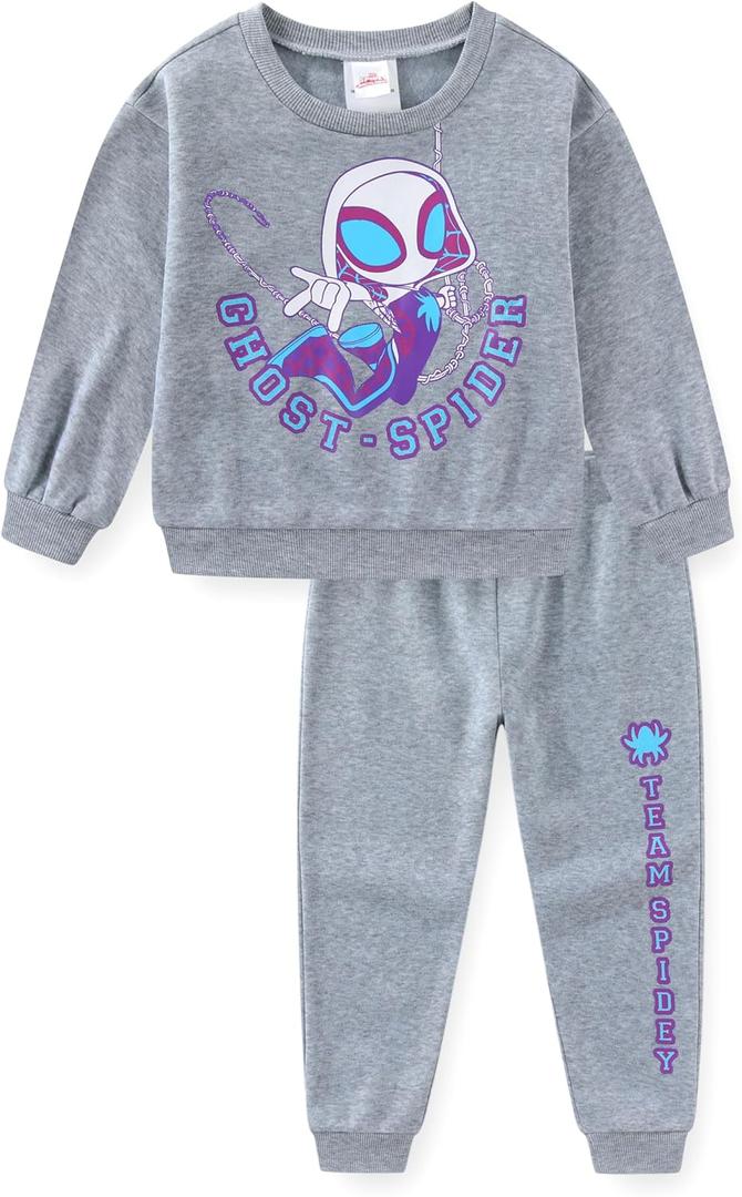 Marvel Spidey and His Amazing Friends Ghost Spider Girls Sweatshirt and Pants Set for Toddler and Big Kids (5, Grey)