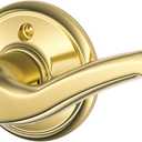 Schlage F170 FLA 605 RH Right Handed Flair Door Lever, One Sided Non-Turning Dummy Door Handle, Bright Brass