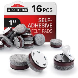 Felt Furniture Pads X-Protector 16 PCS - 1" Felt Pads with Prongs - Premium Felt Chair Pads - Furniture Pads for Hardwood Floors - Chair Floor Protectors for Hardwood- Slide Your Furniture Easily!