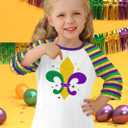 BesserBay Girls Valentines Day Heart 3/4 Sleeve Shirt Mardi Gras Ruffle Raglan Stripe Top 4-10 Years