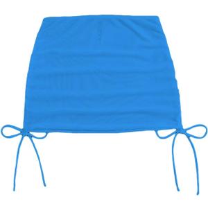Women's Mesh Sheer Drawstring Solid Summer Bikini Cover Up Skirt (Azure)