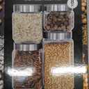 4 Piece Square Glass Canister Set with Stainless Steel Screw-on Lids, Clear
