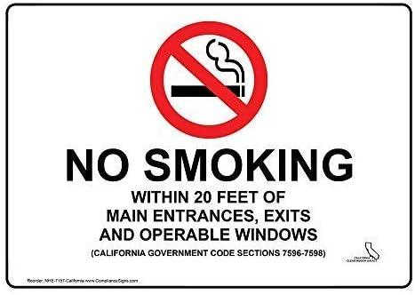 Lilyanaen New Metal Sign Aluminum Sign California No Smoking X Feet for Outdoor & Indoor 12" x 8"