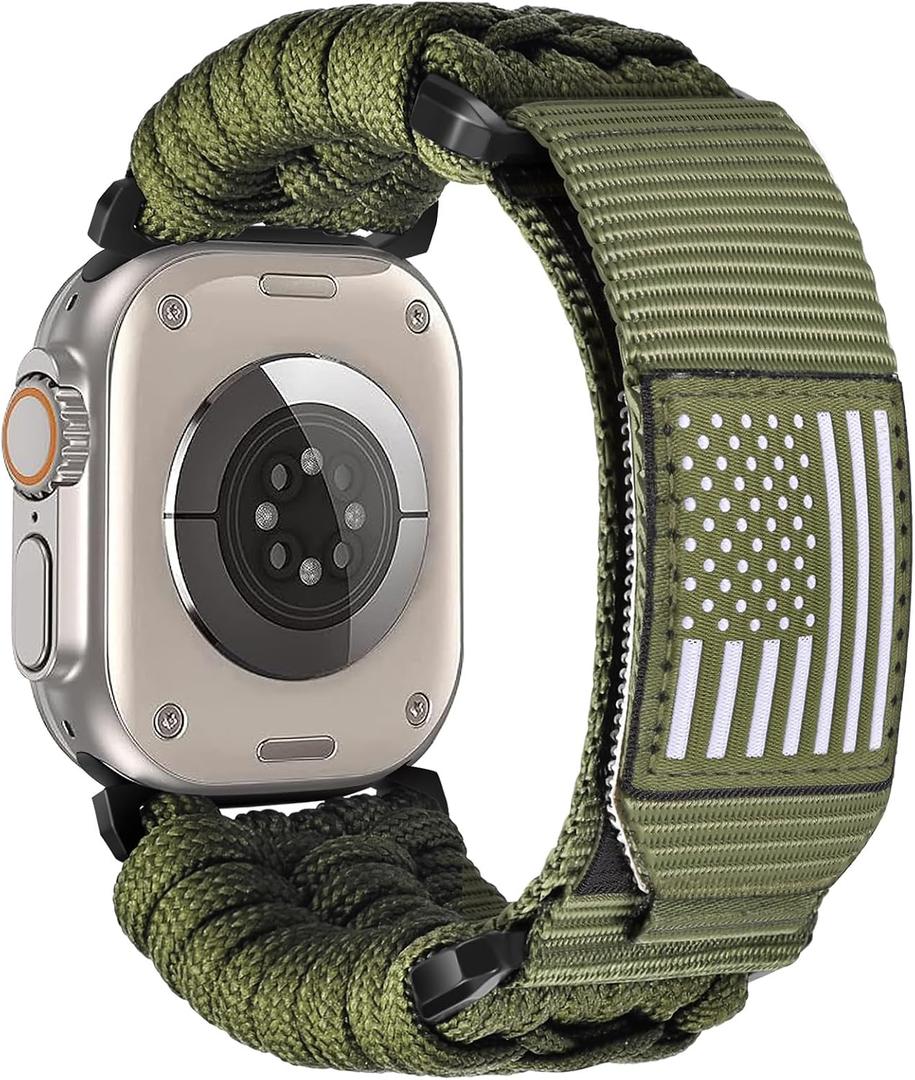 CAGOS Rugged Nylon Apple Watch Ultra 3/Ultra 2 Band for Men 49mm 46mm 45mm 44mm 42mm, Breathable Braided Nylon Strap Sport Loop Adjustable Wristbands for iWatch Bands Series 11 10 9 8 7 6 5 4 3 2 1 SE Ultra