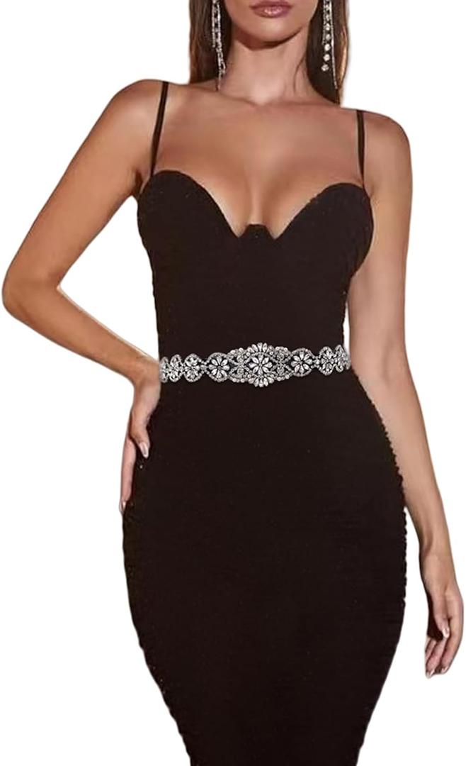 Bridal Belt Rhinestone Wedding Dress Belt Crystal Glitter Sash Wedding Waist Belt for Women