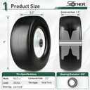 2Pcs 9x3.50-4 "Flat Free Tire, Lawn Mower Tire, with 3.5" Centered Hub, 3/4& 5/8 Bearings, 2/5"& 1/5" Metal Spacers, 3.5"-4"-4.5"-5" Centered Hub, Smooth Tread Tire for Zero Turn Mowers