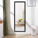 NeuType 44"x16" Wall Mounted Full Length Dressing Mirror, Polymer Frame, Black, No Stand