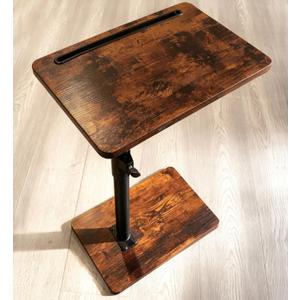 Sofa Armrest Tray Table for Couch - 360 Swivel Height Adjustable End for Small Spaces, Snack Side Table for Bed or Chair with Phone & Tablet Slot (Rustic,Standard) (Rich)