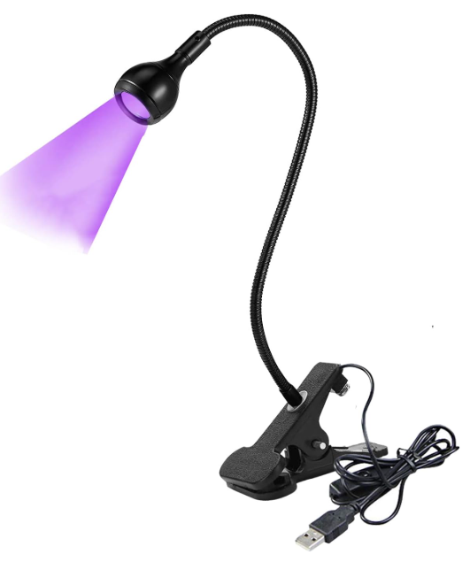 3W UV LED Desk Light,Flexible Gooseneck and Clamp Mini Desk Light with Switch,Portable Glue Curing Lamp Light for Mobile Repair Black