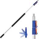 Telescoping Extension Pole, 5-12FT Multi-Purpose Extendable Pole with Universal Twist-on Metal Tip for Hanging Light Bulb Changer, Paint Roller, Duster, Window/Gutter Cleaning
