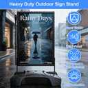 Wind Resistant Sign Holder Stand,Outdoor Sidewalk Sign Stand with 4 Wheels