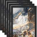 Fxojyvo Engineered Wood 7x10 Picture Frame Set of 6, Black Frame for 7 x 10 Inch Picture Poster Photo, Light Weight 7 by 10 Frame with Wood-grain for Wall - 6 Pack/Black/7"x10"