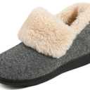 ULTRAIDEAS Women's Fuzzy Memory Foam Bootie Slippers, Cozy House Shoes with Non-Slip Rubber Sole & Grippers, Warm Slipper Socks for Indoor, Gift for Mom (Gray)