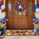 Breling 1 Pcs Large Patriotic Coir Doormat, 16 x 48 inches 250 Anniversary Front Door Rug with Blue Red White Stars, Entryway Mat for 4th of July Memorial Day Outdoor Porch Decor