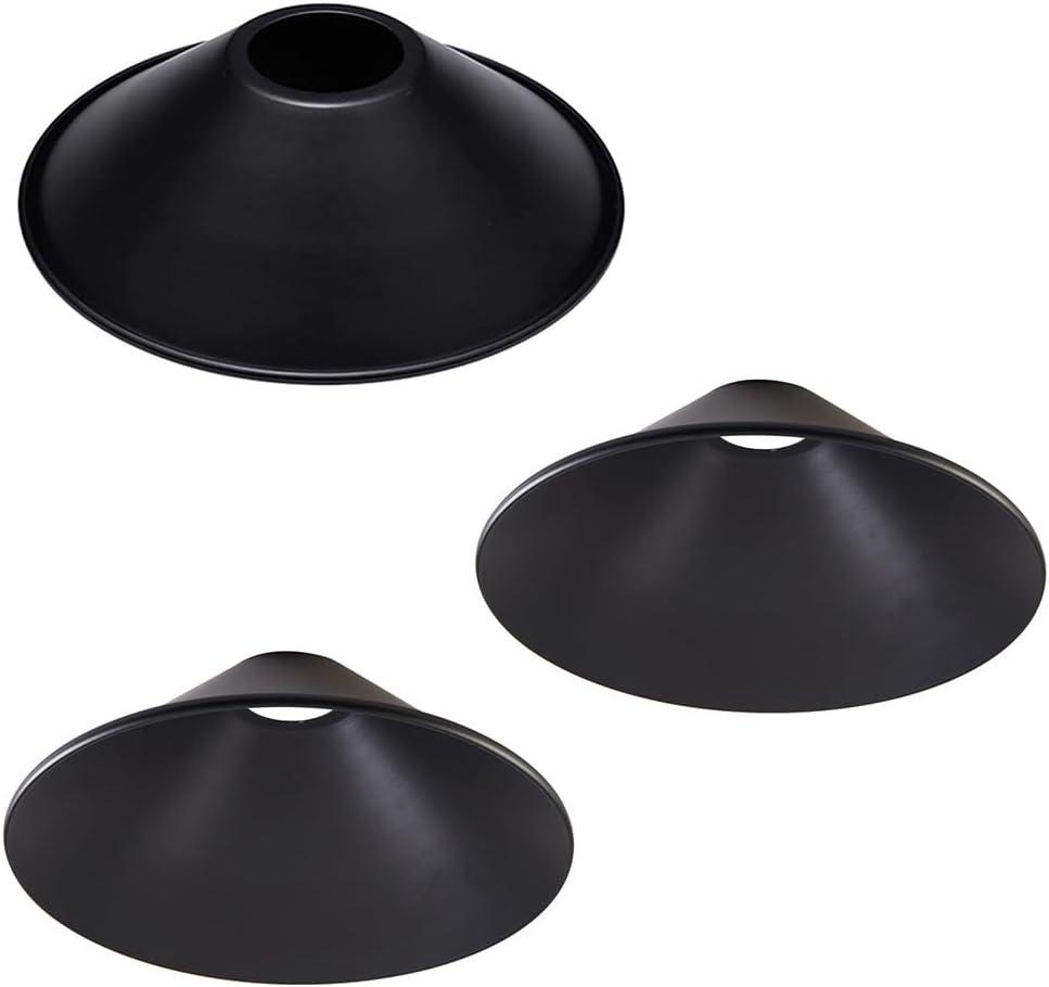 3-Pack 8.7"Industrial Iron Lamp Shade, Light Cone Shade Black Pendant Light Covers, Vintage Metal Replacement Lampshade, Ceiling Chandelier Shade, Wall Lamp Shade