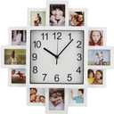 Timelike Modern DIY Frame Clock - White, 40*40*4.5cm, Battery Powered, Indoor Wall Mount, 15.75 inches, Plastic, Unique Home Decor - Make Your Own Multi-Photo Clock
