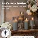 Rechargeable Flameless Candles, Realistic Flickering LED Flame,Real Wax Candle with Remote Control and Timer, Clear Glass Electronic Candles, 1 Set of 5Gray (Gray-Droplet 5Pcs)