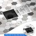 Neodrain Square Shower Drain, 4 inch Stainless Steel 304 Grate and PVC Drain Body, Brick Pattern Grate with Brushed Nickel Finish, Kit Includes Hair Trap/Strainer,Lifting Hook and PVC Drain Base