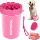 Comotech Dog Paw Cleaner, Pet Foot Washer - Quickly Clean a Muddy Paw, Soft Silicone Bristles, Suitable for Small, Medium, Large Breed Dogs, Pink (with 3 Absorbent Towel)