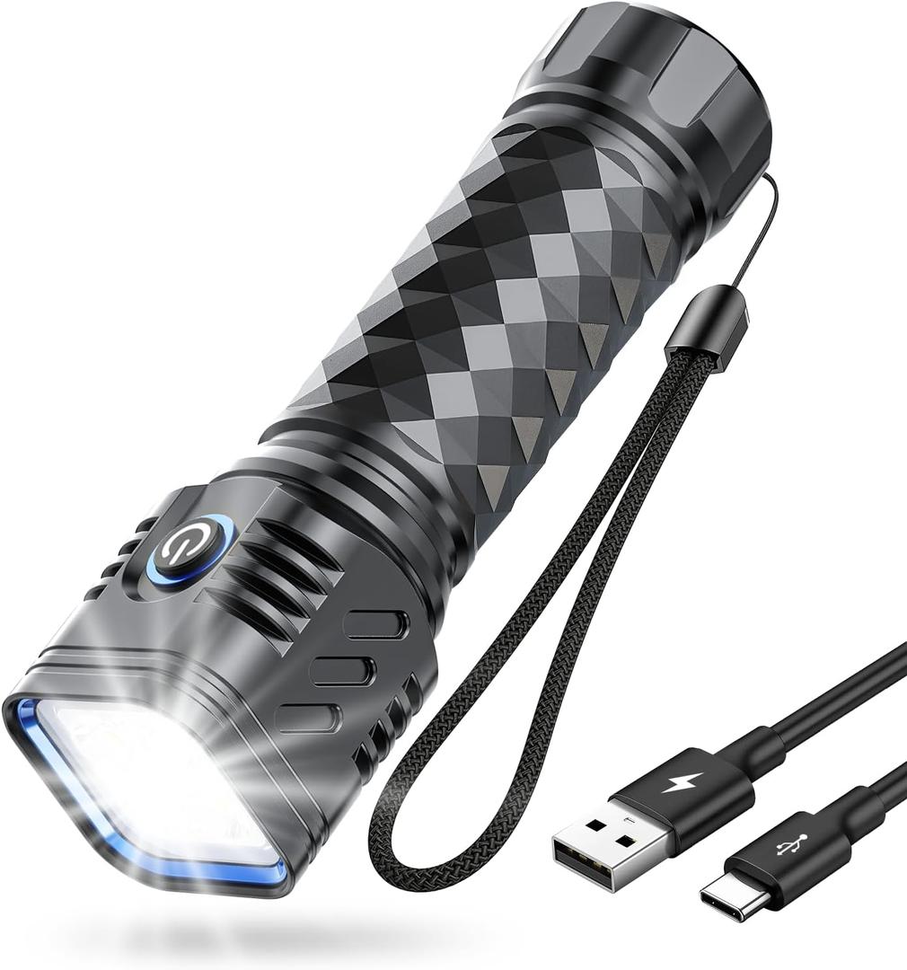WdtPro Rechargeable Flashlights High Lumens, 2000mAh Super Bright LED Flashlight, Metal Pocket Flash Light Small EDC Flash Light for Home Camping Fishing Hiking