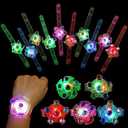 SCIONE 24 Pack LED Light Up Fidget Spinner Bracelets, Glow in The Dark Party Favors for Kids 4-8 8-12, Treasure Box Toys, Birthday Gifts, Carnival Prizes, Halloween Goodie Bags Stuffers for Kids