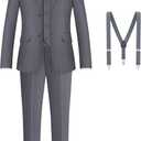 Boys Formal Suits Set, from Toddlers to Teen, Adjustable Waist, with Suspenders Size 3