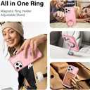 Designed for iPhone 15 Pro Max Case with Magnetic Stand [Military Drop Protection][Compatible with Magnet] Shockproof 15 Pro Max Phone Case with Ring Holder, Pink