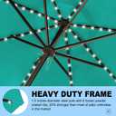 Eurmax USA 10-Year-Non-Fading 10FT Outdoor Patio Market Umbrella with LED Lights,UPF50+ UV Resistant,Heavy Duty Commercial Grade,Crank Lift Design,Windproof Vented Top for Garden,Pool,Deck,Teal