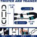 Pro-Grade Twister Arm Trainer- 30-100lb Adjustable Chest Workout Equipment for Men&Women,Beginners or Professional, Adjustable Portable Arm Chest Exerciser with Anti-Slip Grips for Home Gym