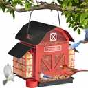 Bird Feeders for Outdoors Hanging, 5LBS Large Bird Feeder with 2 Suet Cage, Red Barn Metal Birds Feeder for Outside, Weather Resistant Cardinal Feeders, ldeal Birds Watching Gifts (Red)