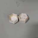 Etercycle Velvet Jewelry Ring Box, Hexagon Premium Gorgeous Vintage Double Ring Gift Box with Detachable Lid for Proposal Engagement Wedding Ceremony(Beige)