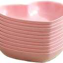10pcs Heart Shaped Dinner Plates Dinnerware Dishes Set 6 Inch Food Plate Saucers Tray Fruits Snack Bowls BPA Free (Pink)