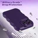 FABSPARK Phone Case for iPhone 16 Pro Case,Simple Wave Design Wavy Frame Soft Silicone Aesthetic for iPhone 16 Pro,Deep Purple