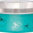 Loving Pets Bella Dog Bowls- Stainless Steel Dog & Cat Bowls - Spill Proof Dog Food Bowl, Cat Bowl, Puppy Essentials & Pet Supplies Great for Home & Travel (Medium 20-35 lbs, Dragonfly)