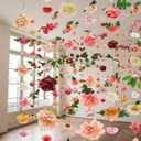 Suncalla 12 Pcs 70.8 ft Flower Garlands Hanging Artificial Wildflower Vine Decor from Ceiling Floating Floral Backdrop Silk Fake Flower Garland for Wedding Home Garden Wall Arch(Blossom)