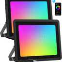 Meloght Led Flood Light Outdoor 800W Equiv, 100W RGBW Color Changing Floodlight Bluetooth Mesh APP Control, 2700K Landscape Uplighting Uplights Indoor Outdoor, IP66 DIY Scenes&Color, Timer, Music Sync