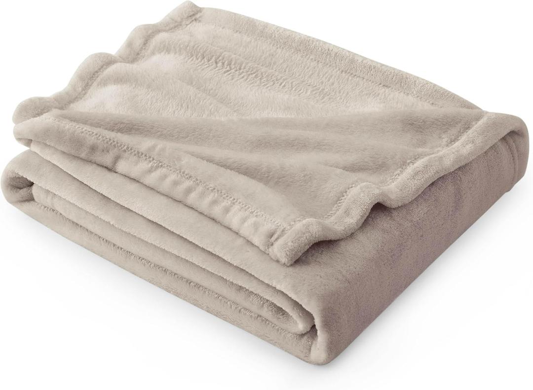 Bedsure GentleSoft Fleece Throw Blanket for Couch Oxford Tan - Lightweight Plush Fuzzy Cozy Soft Blankets and Throws for Sofa, 50x70 inches