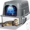 Smart Odor Control Cat Litter Box with CoverXXXL Stainless Steel Enclosed Litter Box for Big Cats, Plasma Sterilization Deodorizer with Infrared Auto Pause, No More Odors and Stay Fresh,Easy to Clean