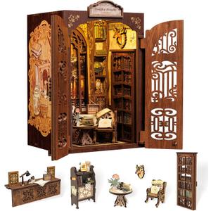 Cutefun Book Nook Kit - DIY Miniature Dollhouse Kit for Bookshelf, Book Nook Kits for Adults & Beginners, Ideal Gift for Book Lovers (Bookshop Memories)