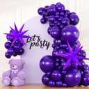 2 x 83Pcs Dark Purple Balloon Garland Kit with 2 Foil Star Balloons, 18/12/10/5 Inch Matte Purple Latex Balloons for Princess Birthday, Baby Shower, Bachelorette Party Decorations