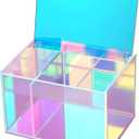 Tampon Holder for Bathroom Organizer, Rainbow Acrylic Storage Box with Lid - Vanity Makeup Organizer, Bathroom Storage for Cotton Balls, Pads, Hair Accessories, Bathroom Accessories for Girls Decor