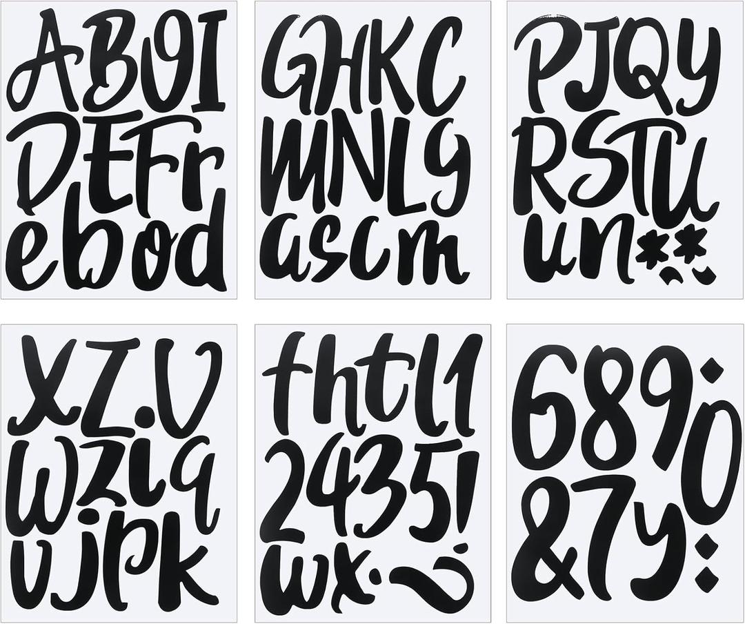 Outus 576 Pieces 8 Sheets Letters Stickers Self Adhesive Vinyl Letter for Graduation Cap Alphabet Number Stickers Mailbox Numbers Sticker, Decals for Classroom Decor Sign Door(Black,6 Inch)