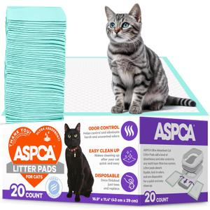 ASPCA Fresh Scented Cat Pad Refills for Litter Box System Size 16.9 x 11.4 Inch - Pack of 20