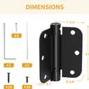 Luxbaro 2 Pack Self Closing Door Hinges 3.5 Inch, Matte Black Spring Loaded Hinges with 5/8'' Radius Corners, Adjustable Tension for Garage, Front Door, for Left and Right Hand Door, UL Listed