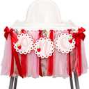 Strawberry One Highchair Banner - Berry First Birthday High Chair Banner, Berry Sweet One Birthday Decorations for Party, Anniversary, Cake Smash, Photo Prop