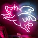 Moodlion Fly Pig Neon Sign For Wall Decor Studio Room Led Lights, Pink Pig Dream Decor Neon Signs Aesthetic Operated Light For Door Decorations, Bedroom Accessories Neon Sign