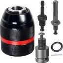 Multi - Function 1.5-13mm Self-Tighten Keyless Drill Chuck with 1/2-20UNF Mount, Complete with 3/8" SDS - Plus Shank, 1/4" Hex Shank & 1/2" Impact Wrench Adapter