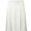 JJ Perfection Women's Casual High Waisted Flare Ruffle Midi Skirt with Elastic Wide Waistband, Knee Length, Reg and Plus Size, Ivory, M